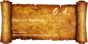 Ogrin Ambrus névjegykártya